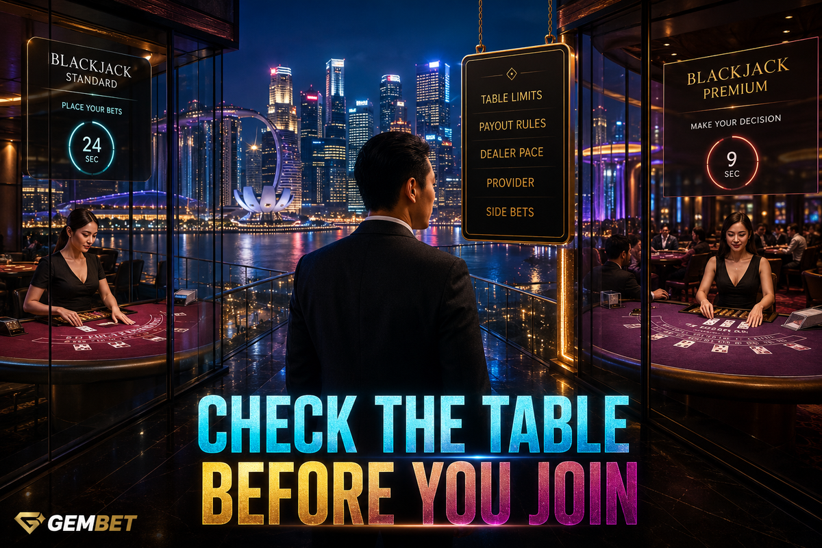 Live blackjack table checks for Singapore players